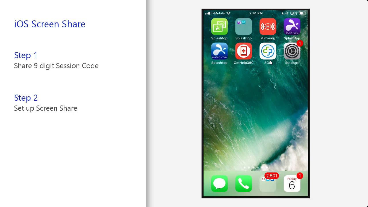 如何使用 Splashtop SOS 共享 iOS 11 的屏幕