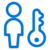 Blue icon of a person standing next to a large key on a light background, symbolizing user access or account security.