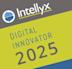 Logo for Intellyx with a brain icon and text reading Digital Innovator 2025 on a gray, yellow, and blue background.