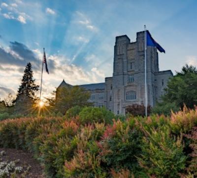Front view of the Virginia Tech building