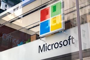 A building with a Microsoft sign.