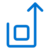 A blue upward arrow curves around a square, symbolizing growth, increase, or upward progress on a light gray background.