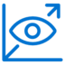 A blue outline of an eye is centered on a graph-like background, with one arrow pointing upward and to the right, suggesting vision, view, or data visualization.