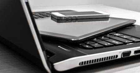 Three endpoints: A laptop, a tablet, and a smartphone.