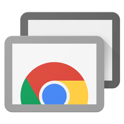 Two overlapping rectangular screens, with the front screen displaying the Google Chrome logo, which consists of red, yellow, green, and blue segments in a circular design.