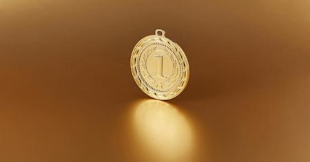Gold medal with number 1
