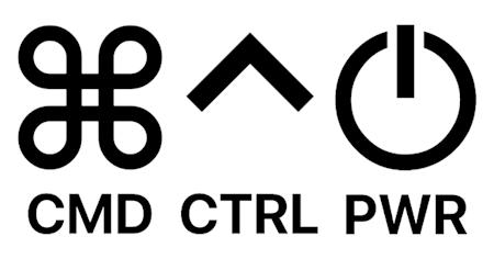 Graphic icons representing command, control, and power symbols with corresponding text