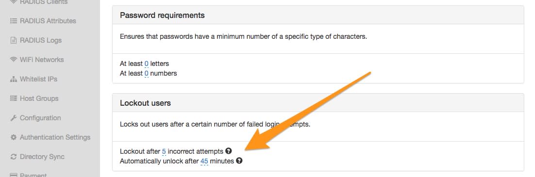 Password lockout screenshot