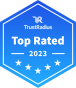 TrustRadius Top Rated 2023 award emblem