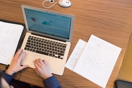 A computer on a desktop.