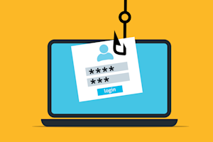 A login screen on a computer with a fish hook