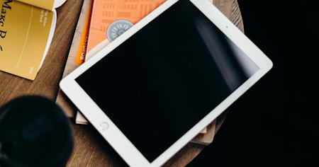 An iPad on a desk.
