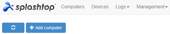 Splashtop interface with options to refresh and add a computer