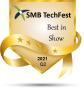 Award ribbon for SMB TechFest Best in Show 2021 Q2 with five stars