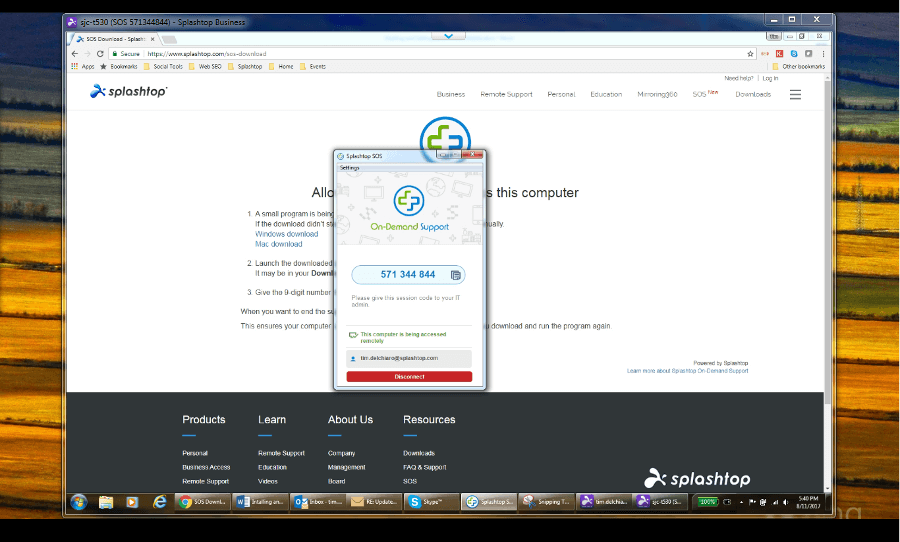 Get Started SOS Remote Screen