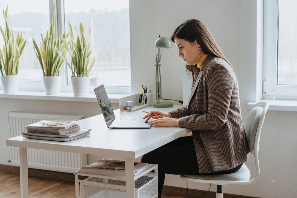 A person working in an office of a small business.