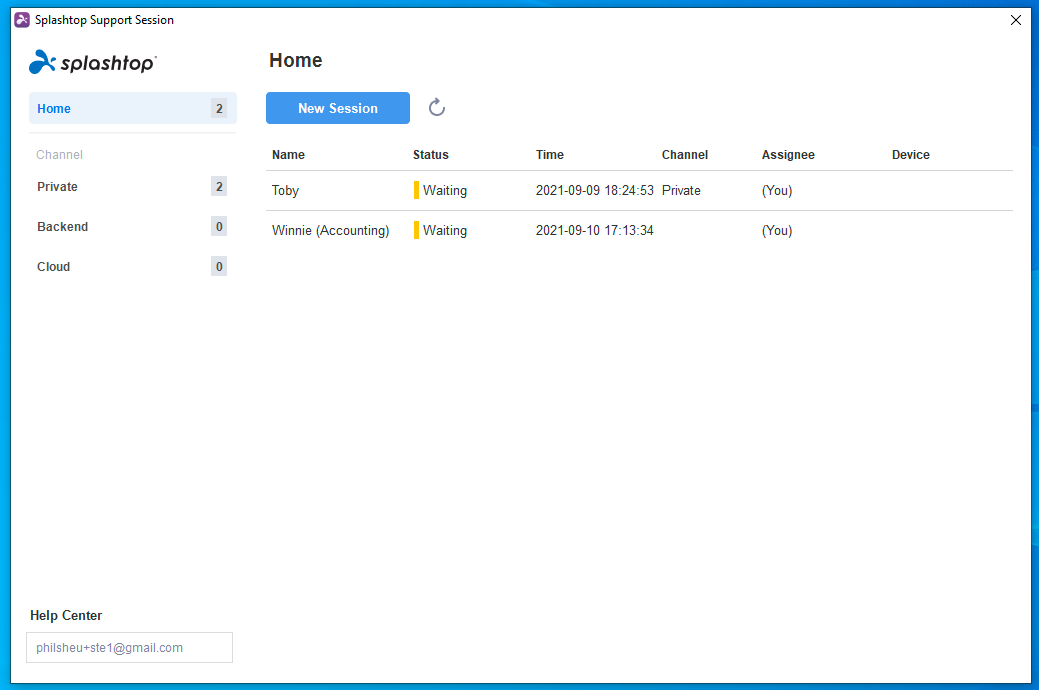 Splashtop Technician Support Queue