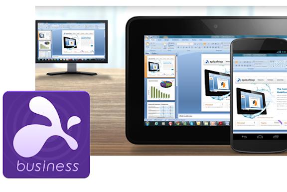 The Splashtop remote desktop app being using on a tablet, mobile device, and computer.
