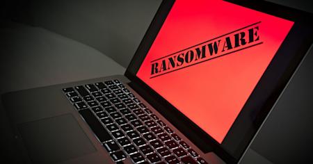 Computer screen showing a ransomware notification message