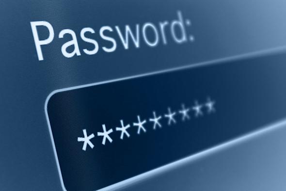 A close-up of a computer screen showing the word Password: above a password input box filled with a row of obscured characters represented by asterisks.