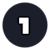 A bold white number one is centered inside a solid black circle on a light gray background.