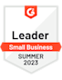 G2 Leader Small Business Summer 2023 badge