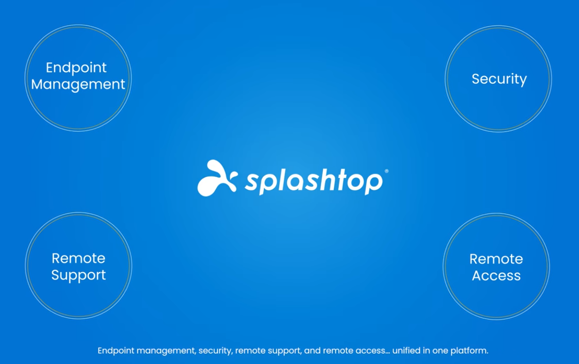 Splashtop platform with endpoint management, security, remote support and remote access. Unified in one platform.
