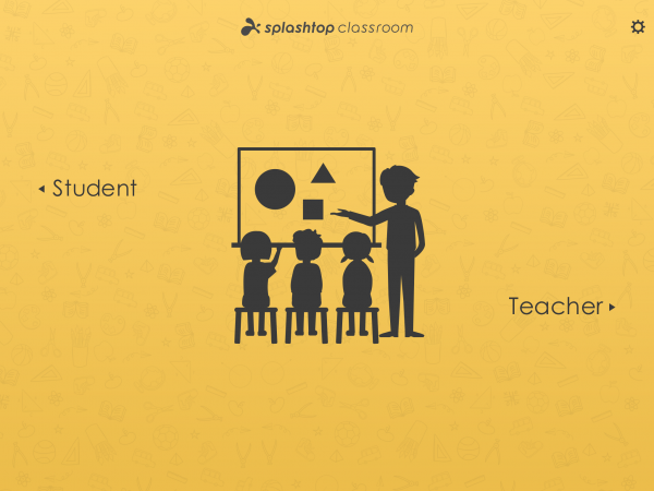 Illustration of a teacher pointing at shapes on a board with three students