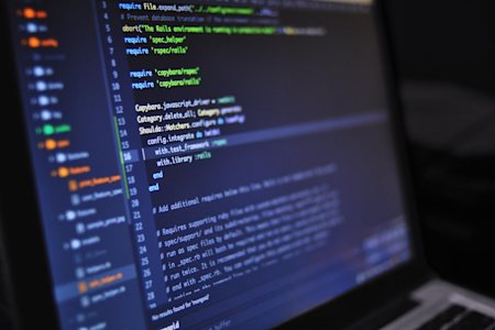Computer code on a screen.