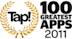 Tap! 100 Greatest Apps 2011 Logo