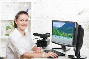 Video editor working on footage using advanced software, enabled by Splashtop's high-performance remote access