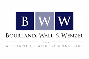 Logo for Bourland, Wall & Wenzel, P.C., featuring three blue squares with white letters BWW above the firm’s full name and the phrase Attorneys and Counselors in uppercase letters.