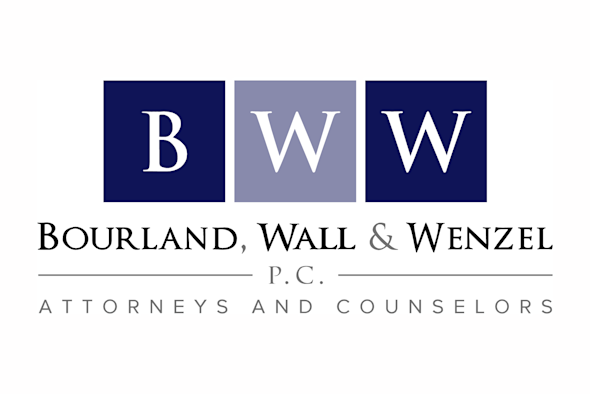 Logo for Bourland, Wall & Wenzel, P.C., featuring three blue squares with white letters BWW above the firm’s full name and the phrase Attorneys and Counselors in uppercase letters.