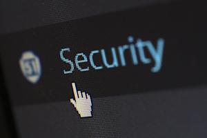 The word "security" on a computer screen.