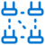 A simple blue icon showing four network nodes connected in a square with dashed lines, representing a decentralized or distributed network.