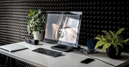 A desktop computer on a desk.