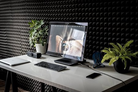 A desktop computer on a desk.