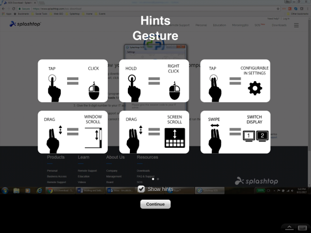 SOS Get Started Gestures