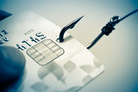 A credit card on a fishing hook.