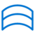 A blue icon featuring three parallel, curved lines stacked vertically, resembling a stylized bridge or an archway, on a light gray background.