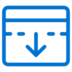 A blue icon of a box with a downward arrow in the center, indicating a download or import action. The box has a horizontal line and two dashed lines beside the arrow inside.