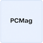 The word “PCMag” is centered in bold black text on a light gray background with a thin blue border.