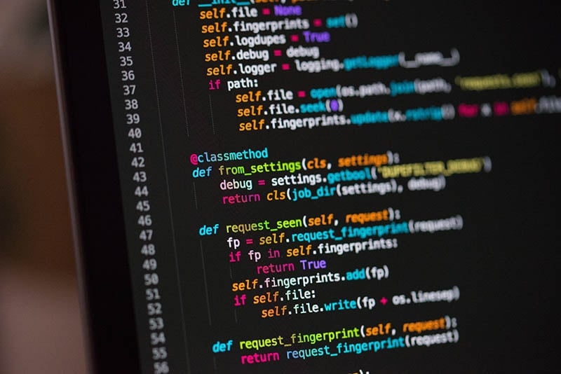Computer screen showing code