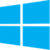 A blue Windows logo with four rectangular panes arranged in a grid, resembling a window, on a light gray background.